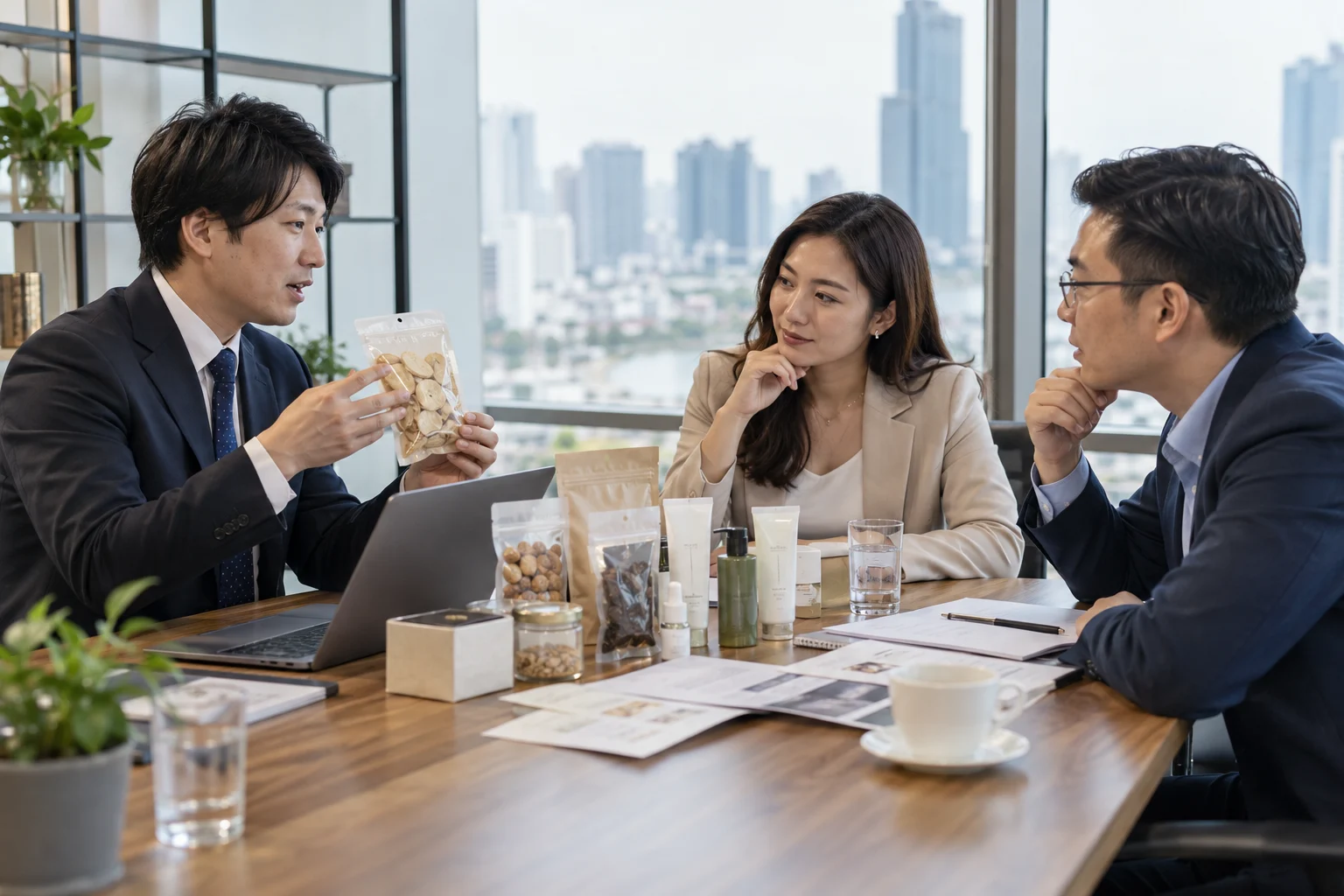 日本メーカーとベトナムの輸入・販売事業者による商談を表現したAI生成イメージ